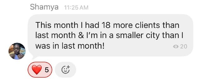 Student got 18 new clients